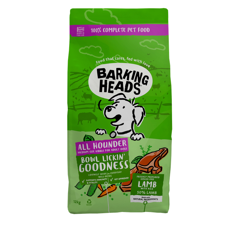 BARKING HEADS All Hounder Bowl Lickin Good Lamb 12kg, ! POŠKOZENÝ OBAL !