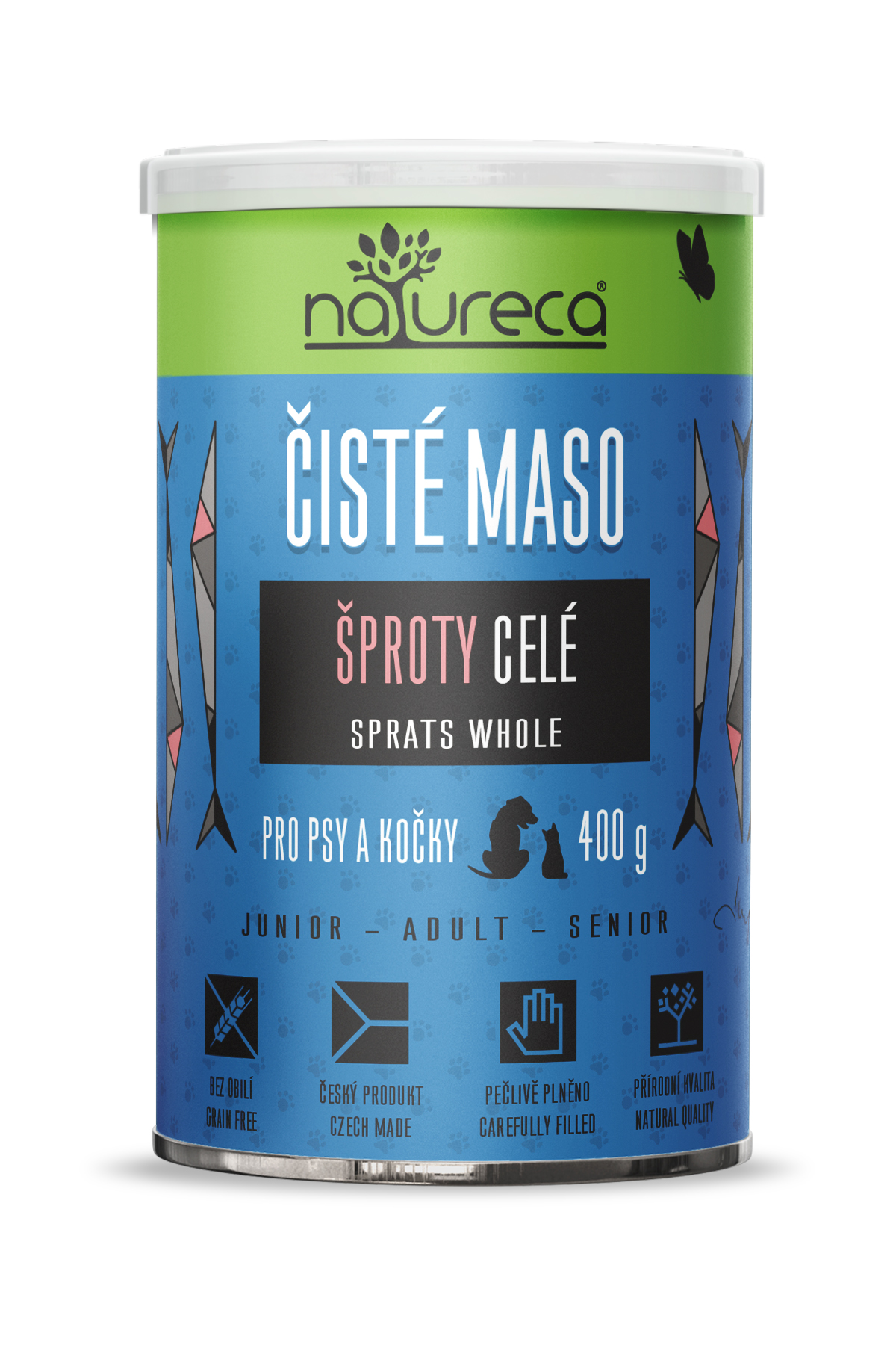 Šproty celé 400g - Čisté maso pro psy a kočky, konzerva