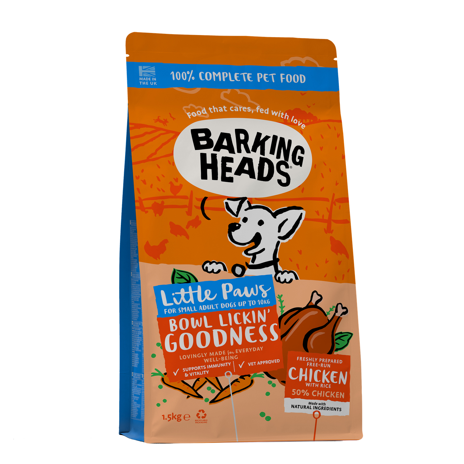 BARKING HEADS Little Paws Bowl Lickin Good Chick 1,5kg