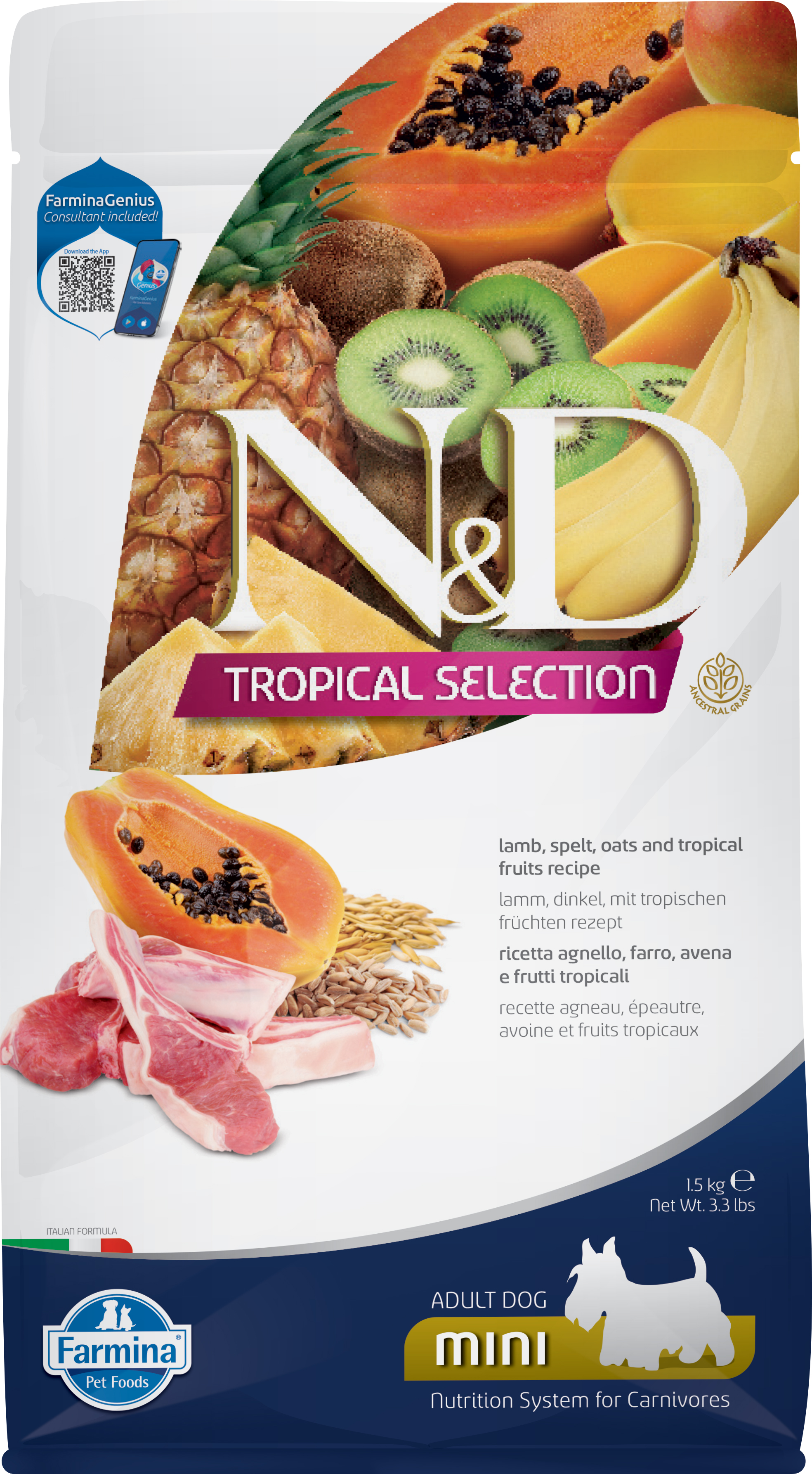 N&D TROPICAL SELECTION DOG Adult Mini Lamb 1,5kg !!!EXPIRÁCIA 13-09-2025