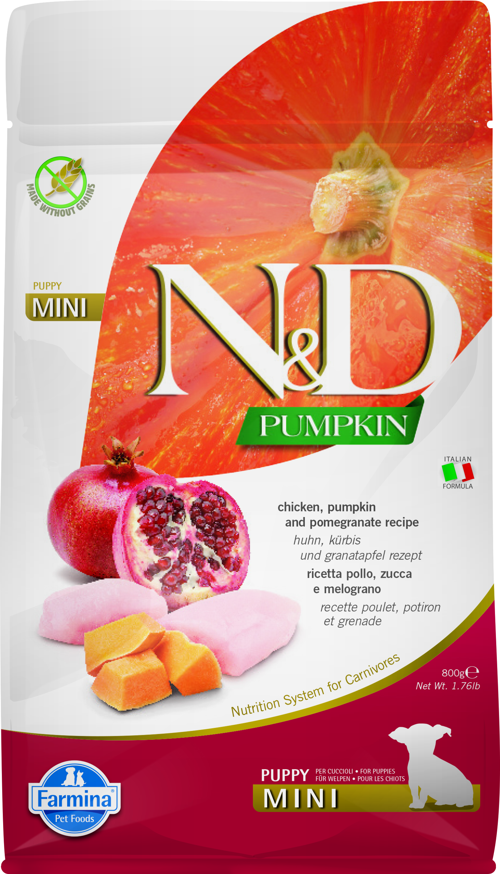 N&D Pumpkin DOG Puppy Mini Chicken & Pomegranate 800g !!! EXPIRACE 21.10.2026 !!!